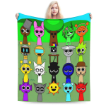 Sprunki M&auml;ng Hirmutav Muusika Tekid Fliis Naljakas Soe Visketekk Voodi Diivani jaoks K&otilde;ik Aastaajad 150x200cm (60x80inch)