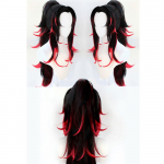 HAIRJOY S&uuml;nteetiline juus KNY Kokushibo Pikk sirge hobusesaba Punane must Cosplay parukas Peoparukad Halloweeni parukad 32inches punane must v&auml;rv