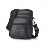 Meeste naturaalsest nahast crossbody kott, kahe lukuga v&auml;ike &otilde;lakott, kompaktne mitme taskuga sling kott igap&auml;evaseks kandmiseks must