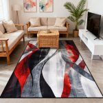 Moodne abstraktne punane pl&uuml;&uuml;sist elutoa vaip Kaunistus Magamistoa voodi k&otilde;rval libisemiskindel vaip Suur pindala Lihtne puhastada Pehmed p&otilde;randamatid 120cm x 160cm
