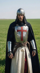 Templari ristis&otilde;duri soomusr&uuml;&uuml; komplekt Keskaegse r&uuml;&uuml;tli teras&uuml;likond kiivri ja keepiga Cosplay jaoks