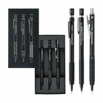 Pentel Tehnilise Joonestuse Mehaaniline Pliiatsikomplekt 3 tk, 60. Aastap&auml;eva Piiratud V&auml;ljaanne, 0,5 mm, PGANAST Must, Graph 1000 For Pro, Graph Gear 1000, Graph Gear