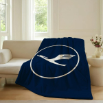 Moodsa prindiga L-Lufthansa Tekk Diivanile Kontorisse Voodisse Lennukisse Reisimiseks Magamiseks Lugemiseks L&otilde;&otilde;gastumiseks Telkimiseks Pehme Ja Soe Size: 150*200cm, Weight: 230 GSM