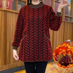 Naiste talvine lahtise ruudulise pulloveriga pikkade varrukatega soe pullover-dressipluus XS