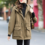 Moodne suures suuruses tuulejope, paksendatud fliisvoodriga mantel naiste talveks XXXL gray