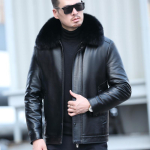 Talvine uus nahkjakk Meeste paksendatud vabaaja lambanahast karusnahast integreeritud fliisist jope Tide XL gray