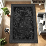 Tume gooti nahkhiirega metsavaip Retro heksooni &auml;mblikuv&otilde;rgumustriga vaip elutuppa magamistuppa Tume akadeemiline sisekujundus libisemiskindel p&otilde;randamatt 60x90cm