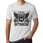 Meeste vintage T-s&auml;rk Graafiline T-s&auml;rk Feel The Optimism Vintage valge XS anti-flash valge v&auml;rv