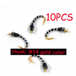 10 tk klaasp&auml;rlipeaga niit Midge must/valge sebra lend&otilde;ngep&uuml;&uuml;gi landid, suurus 14