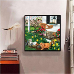 Teemanttikandid Loomade ristpistes T&auml;isteemantmosaiigist &otilde;ue kassipojad Teemantv&auml;rvimine 30x30CM