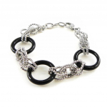 Les Tr&eacute;sors De Lily [H6243] - Bracelet Acier 'Chor&eacute;graphie' noir argent&eacute; must