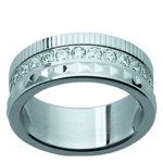 Bague acier 'D&eacute;esse' Blanc  argent&eacute; - 8 mm 54 valge
