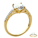 Bague Plaqu&eacute; Or 'Unique' blanc dor&eacute; - 9 mm 58 valge