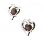 Les Tr&eacute;sors De Lily [M6459] - Boucles Cr&eacute;ateur 'Love' rouge argent&eacute; h&otilde;be