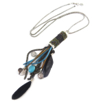 Les Tr&eacute;sors De Lily [P8443] - Disainer pikk kaelakee  Altai  t&uuml;rkiissinine h&otilde;behall - 80 cm - muster 18 cm t&uuml;rkiissinine