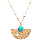 Les Tr&eacute;sors De Lily [Q8621] - Disainterasest kaelakee  Cl&eacute;opatra  t&uuml;rkiissinine kuld - 27x20 mm t&uuml;rkiissinine