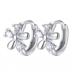 Ms.SUGAR ehted Sweet Blossom Shape Cubic Zirconia Inkrusteeritud Huggie K&otilde;rvar&otilde;ngad Party one size plaatina