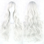 80 cm tippkvaliteetne k&uuml;ljetukk, kihiline Shaggy pikk lokkis kuumakindel v&otilde;luv Cosplay parukas h&otilde;bedane valge v&auml;rv