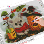 Teemanttikandid koer T&auml;isruudukujuline &uuml;mmargune puurikomplekt Teemantmaaling Multifilm Mosaiik Loom K&auml;sitsi valmistatud Kingitus Halloweeni kaunistus Full Round (20X30CM)