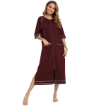 Bright Deer Naiste T&otilde;mblukuga Rasedatemantel 3/4 Varrukatega Pikad Haigla S&uuml;nnitus- ja s&uuml;nnituskleit Imetamise &ouml;&ouml;s&auml;rgid Maja Hommikumantel Lamamistool Magamisriided XL burgundiapunane