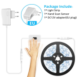 K&auml;sip&uuml;hkimisandur LED-kappvalgusti k&ouml;&ouml;givalgustiriba veekindel 12V liikumisl&uuml;liti painduv seinateip kodukaunistuseks trepi &ouml;&ouml;valgusti EU pistik 1M valge