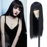 MERISIHAIR pikk sirge must parukas tukkidega S&uuml;nteetilised juuksed Parukad Naiste parukad Veinpunane kuld kuumakindlad parukad