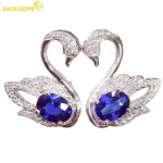 SACE GEMS klassikalised Little Swan vasesulamist sinisest tsirkoonist k&otilde;rvar&otilde;ngad naistele pulmapeo kingitused sinine