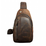 Meeste Nahast Vabaaja Mood Kolmnurkne Rinnakott Pruun Reisi Disain &Uuml;he &Otilde;la Kott Crossbody Kott Mees pruun