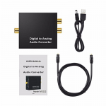 VAORLO Toslinki koaksiaalne optiline fiiber digitaal-analoogheli AUX 3,5 mm pistikupesaga RCA L/R konverter SPDIF digitaalse heli dekoodri v&otilde;imendi must