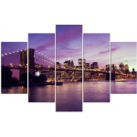 Viieosalise pildiga l&otilde;uenditr&uuml;kk New York City Bridge 100x70 lilla