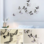 (Nikita) 18 tk. h&otilde;&otilde;guv 3D-liblikas kleebis Kodukaunistuse PVC-kunst seinakleebis One Size