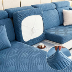 Jacquard diivanipadja kate Elastne &uuml;hev&auml;rviline diivanikate elutuppa Pestav eemaldatav L-kujuline tugitooli diivanikatted 1tk Pillowcase-1pcs sinine