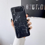 Marmormustriga telefoni&uuml;mbris Samsung Galaxy Z Flip 3 Flip 4 5g Creative tagakaas Galaxy Z Flip3 Flip4 telefonitarvikutele For Galaxy Z Flip 4 valge