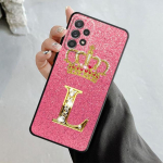 Kuldne roosa teemantkroonne kirja&uuml;mbris Samsung Galaxy A14 A73 A53 A71 A51 A31 A33 A22 A12 A21s A13 A32 A52s A72 A52 A23 jaoks Samsung A73 5G