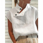 Celmia naiste suvepluusid 2023 Moodsad, puuvillased linased pluusid, kerge valge s&auml;rk, vabaaja &scaron;ikk tuunika S valge