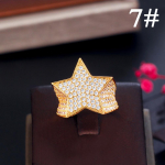 CMM Jewelry Luksuslik suur turske mikrokubiline tsirkooniumoksiidist Pave Statement Pentagrami s&otilde;rmes&otilde;rmused naistele peo ehete kingitus 7 kuld