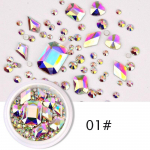 1 Box Glitter 3D Rhinestones AB lame selg l&auml;ikivad kivid k&uuml;&uuml;nekunsti kaunistused segasuuruses k&uuml;&uuml;nte kalliskivid Crystal Strass 1