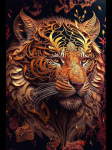 Uus saabumine 2023 Fantasy Animal 5D Teemantmaal Tiiger Pojeng T&auml;is &uuml;mmargune ruudukujuline puur Teemantmosaiik k&auml;sit&ouml;&ouml;tikandid Full Round 20x30CM