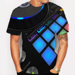 Suvine meeste riietus T-s&auml;rk Hip Hop Lahe &ouml;&ouml;klubi Rave Party 3D Olen DJ Tr&uuml;kkimine Vabaaja T-s&auml;rk Harajuku Suured T-s&auml;rgid 4XL