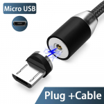 3A LED-magnetiline USB-kaabel iPhone'i kiire laadimine C-t&uuml;&uuml;pi kaabel Magnetlaadija Andmelaadimine Mikro-USB-kaabel Mobiiltelefoni kaabel USB-juhe Micro USB must