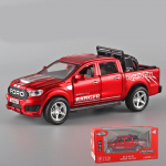 1/32 Scale Ford Raptor F350 Pickup Diecast automudeli m&auml;nguasi, tagasit&otilde;mmatav m&auml;nguasi koos heli ja valgusega lastele V&auml;ikelapsele Poistele T&uuml;drukutele Kingikogu 1/32-17.5x6.5x6.5cm punane
