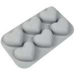 Koogivorm 6 &otilde;&otilde;nsusega armastuse s&uuml;damekujuline toiduklass, kergesti vabastatav, mittekleepuv koogikaunistus, paindlik h&otilde;bedane hall v&auml;rv