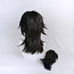Anime 60cm Tomioka Giyuu l&uuml;hike must hobusesaba parukas Anime Demon Slayer Kimetsu no Yaiba kuumakindlad juuksed Cosplay kost&uuml;&uuml;mparukad 60CM must