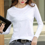 Casual Fashion O-kaelusega pikkade varrukatega s&auml;rk naiste suures suuruses puuvillane T-s&auml;rk S&uuml;gisene soliidne lahtine T&auml;iesti sobiv kontori naiste Korea riided 10800 1135 S roheline