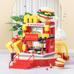LELE Building Block M&auml;nguasjad CIty Street View Buger Shop Lastele m&otilde;eldud m&auml;nguasjad Gilrs Burger Shop