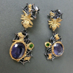 Vintage temperament lilla kristallist temperament k&otilde;rvar&otilde;ngad pop kahetooniline &auml;mblikuv&otilde;rgu disain k&auml;sitsi valmistatud k&otilde;rvar&otilde;ngad naistele h&otilde;be