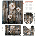 4 tk puidust du&scaron;ikardinate komplekt Dekoratiivne vannitoakomplekt libisemiskindel vaipkattega WC kate, vannimatt ja 12 konksu 4Pcs