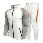 S&uuml;gistalvine spordidress Meestele Lukuga UP triibuline kapuutsiga 2-osalised komplektid Meeste varustus &Uuml;likond Meeste Fliis Sport-Hoodie Dressip&uuml;ksid Kaheosalised komplektid M valge