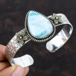 Larimar K&auml;ev&otilde;ru V&auml;&auml;riskivi Mansett K&auml;ev&otilde;ru 925 Sterlingh&otilde;be K&auml;ev&otilde;ru 18K Kullaga Plakeeritud K&auml;sitsi Valmistatud Disainerk&auml;ev&otilde;ru Reguleeritav K&auml;ev&otilde;ru Kingitus Emale