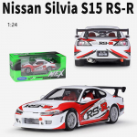 1/24 skaala Welly Nissan Silvia(S15) RS-R sulamist automudel, survevalu metallist m&auml;nguasjas&otilde;idukid, automudel K&otilde;rge simulatsiooniga kollektsioon, kingitused lastele 1/24-18.6x7.4x5.3cm